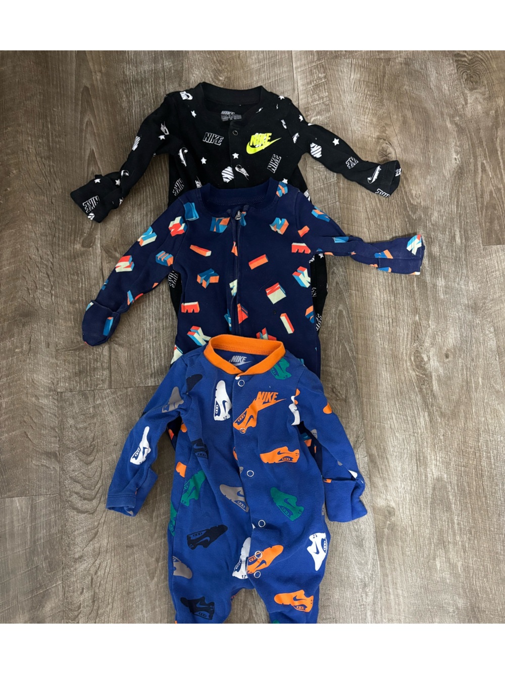 Nike Kids One-Piece Sleepers in Black, Navy & Blue